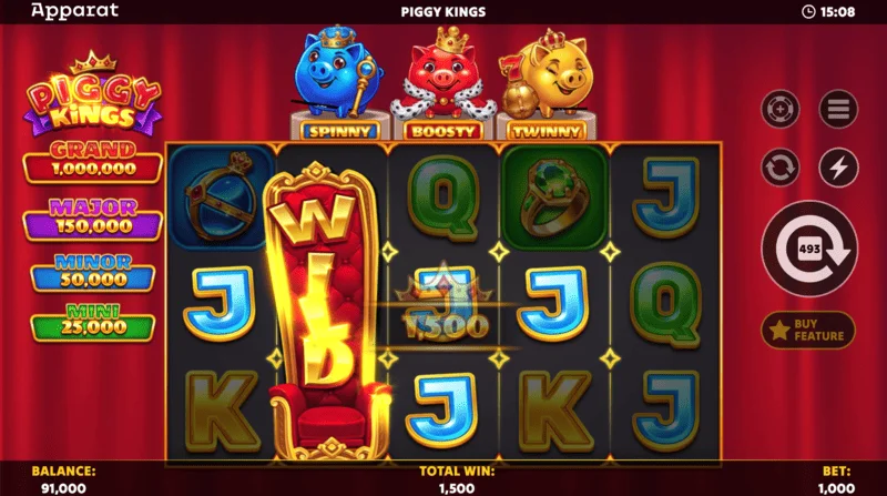 Piggy Kings - Booster Coin-mønter i tre farger på feltet